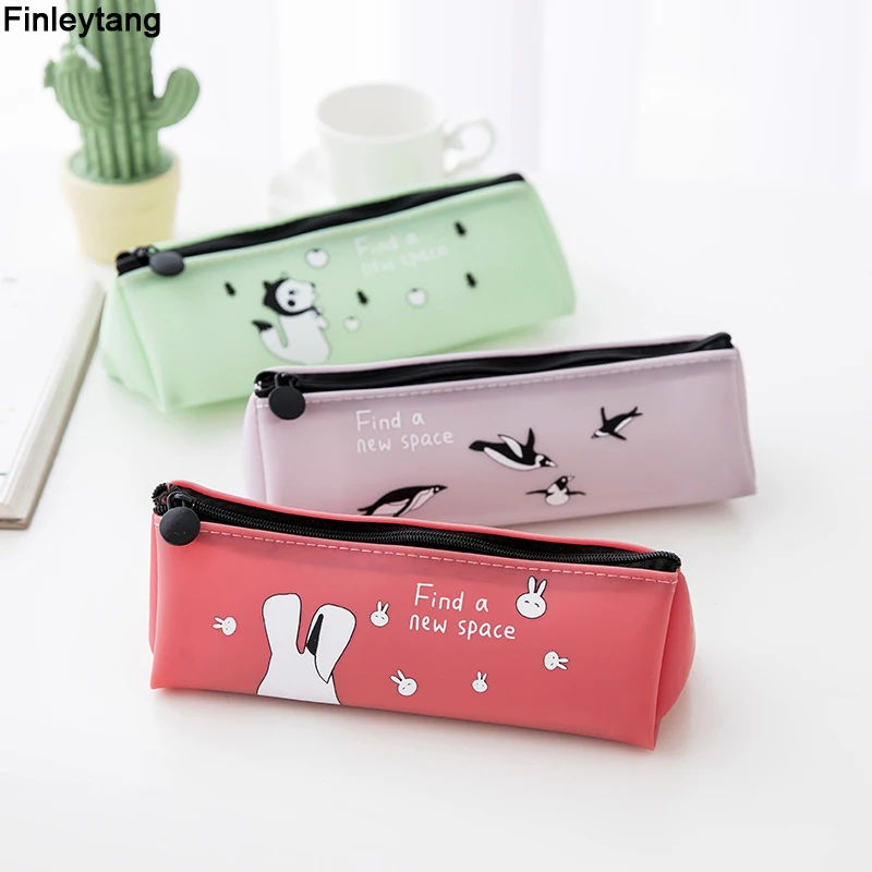 

New Pencil Case Cute Animals Penguin Rabbit Stationery Pencil Bag School Boy Girl Student Supplies Large Capacity Pencil Box