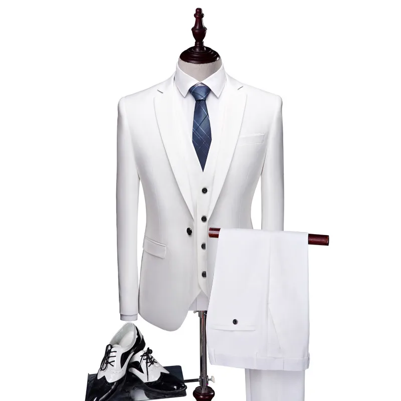 2019 Белые Официальные Костюмы мужские модные деловые банкетные мужские костюмы большого размера 6XL Slim Fit мужской костюм из 3 предметов