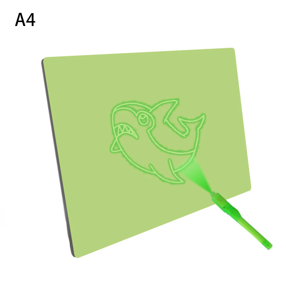 Детская зеленая прочная забавная Волшебная подсветка обучающая блокнот для письма флуоресцентный подарок доска для рисования ПВХ