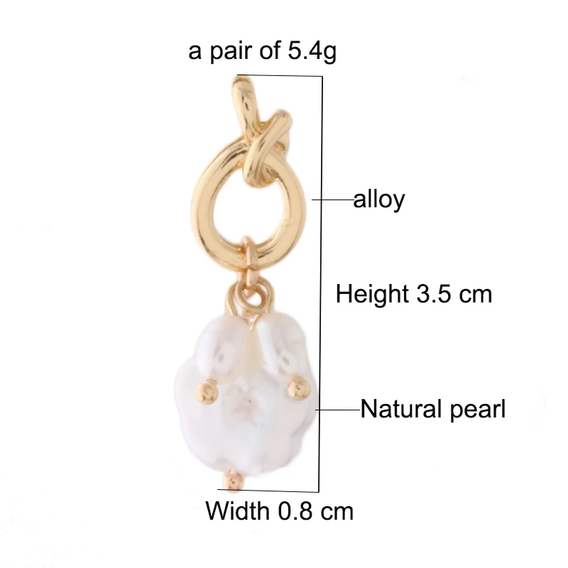 NeeFuWoFu Orecchini NEW Geometric Genuine Pearl Drop Earrings for Women Handmade Gold Hollow Freshwater Pearl Pendant Dangle Ear