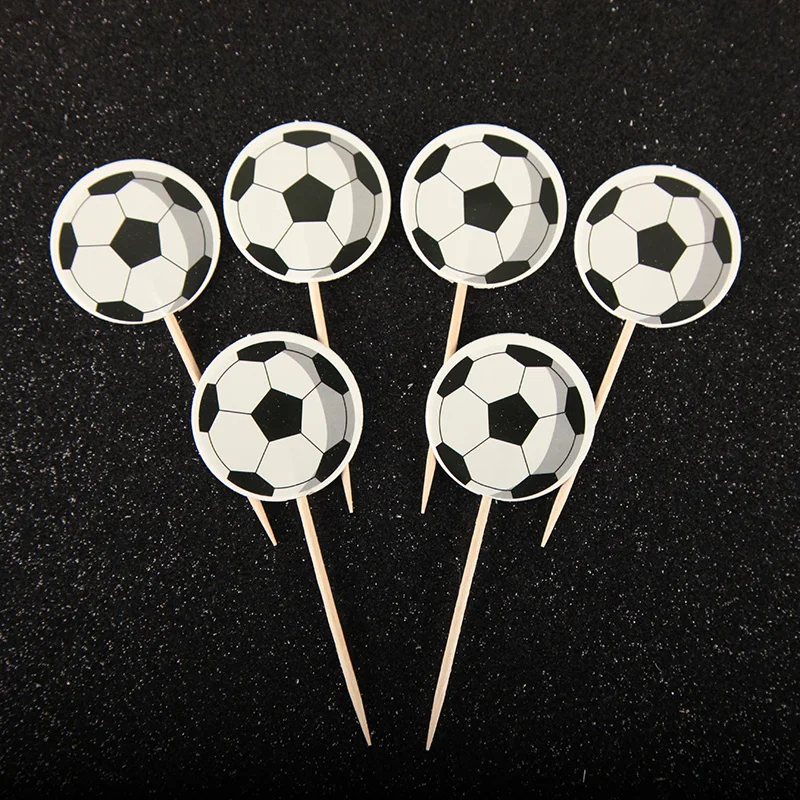 24pcs Football Soccer Theme Cake Cupcake Topper Kids Birthday Party Decoration Supplies World Cup Party Decoration