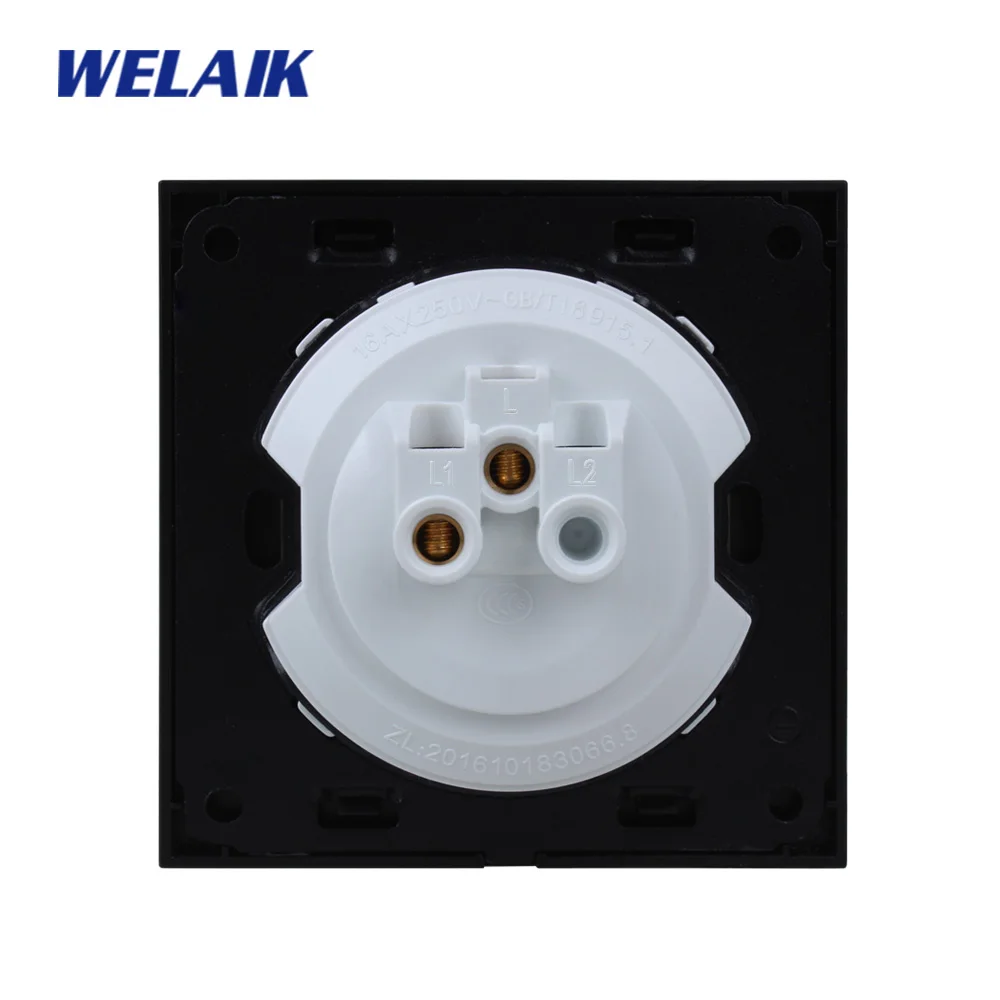 WELAIK UK standard-Crystal Glass-Panel Push-Button Switch-Wall Light-Switch AC110-250V 1Gang-1Way B1711W