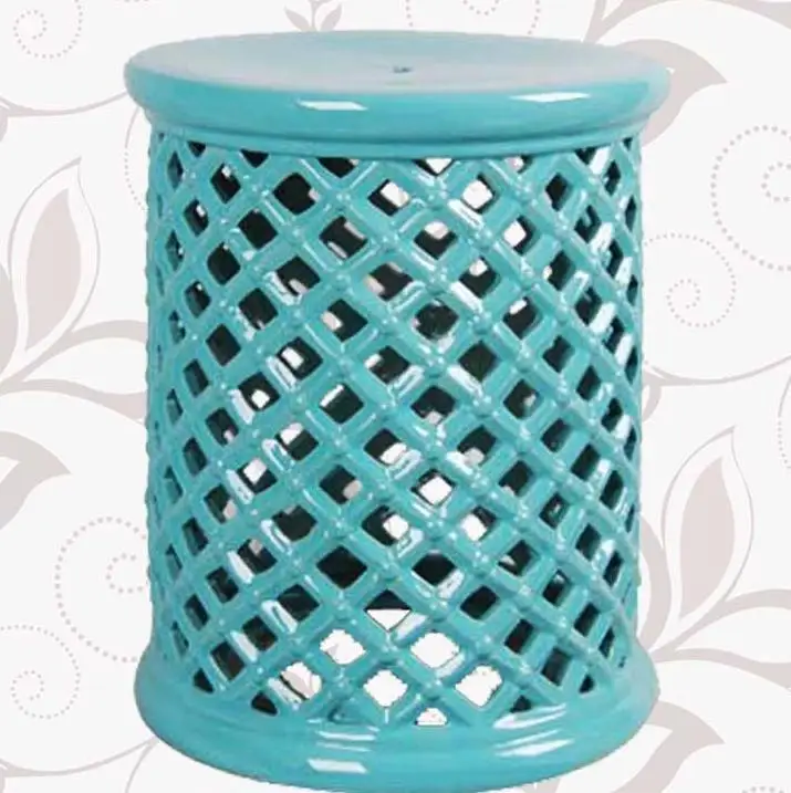 Дизайн керамический для внутреннего исльзования античный барабан фарфоровый садовый стул глазурованная ручная роспись круглая декоративная керамика табурет для ног