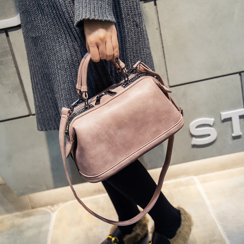 

Women's vintage doctor bag fashion portable women's handbag big bags fashion autumn and winter 2019 cross-body shoulder bag