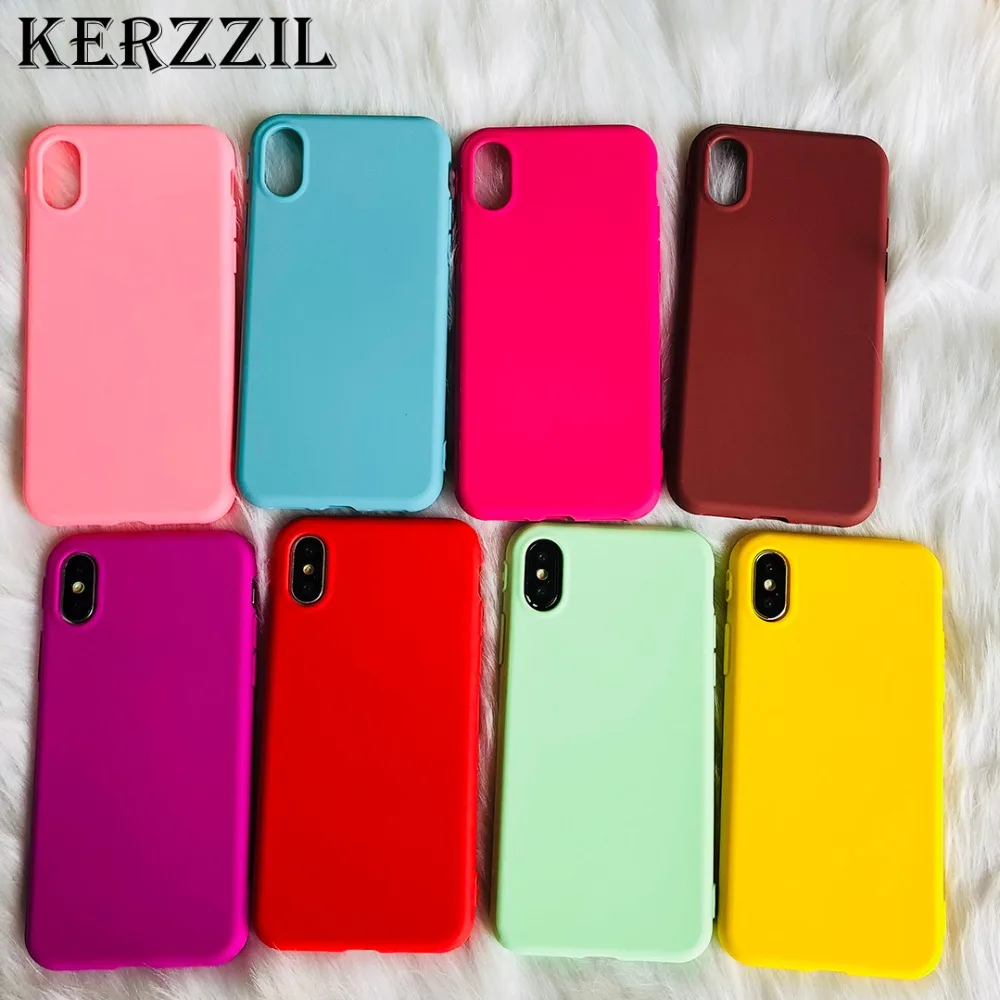 

Kerzzil Candy Color Matte Silicone Phone Case For iPhone X 10 Shockproof TPU Cases Cover For iPhone 6 6s 7 8 Plus Cover Capa