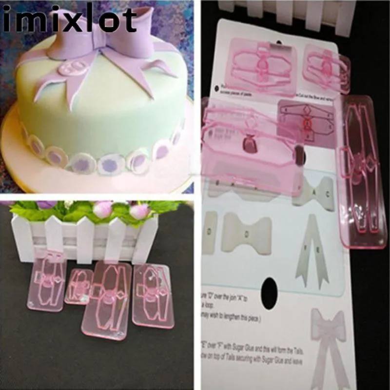 

Imixlot 4 pcs Cake Tool Bowknot Ties Butterfly Bow Tie Cake Mold Knot Cookie Cutter Press Mold Fondant Tools Decorating Wedding