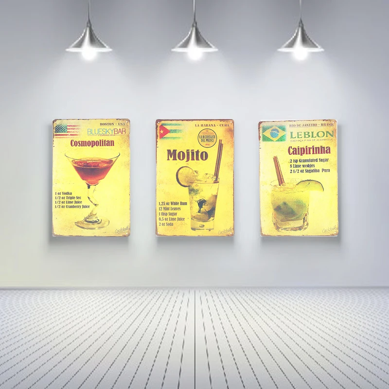 

Vintage Home Decor Mojito Vintage Metal Sign Tiger Wall Art for Garage Pub Cafe Wall Sticker 20*30 CM