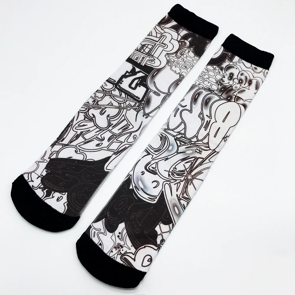 Модные забавные носки с принтом уличного граффити для мужчин и женщин носки с 3d принтом 200 трикотажные Компрессионные носки с масляной росписью
