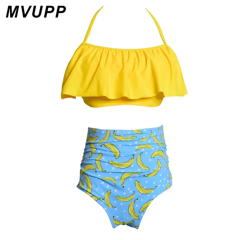MVUPP одинаковые комплекты для семьи купальники мамы и дочки однотонный купальник