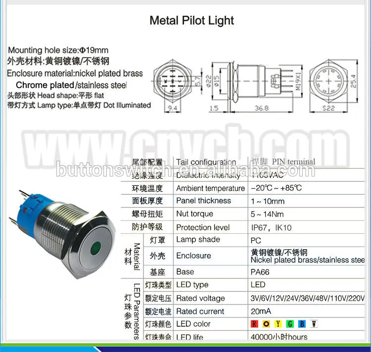 Lâmpada piloto in27, 19mm, 24v, à prova