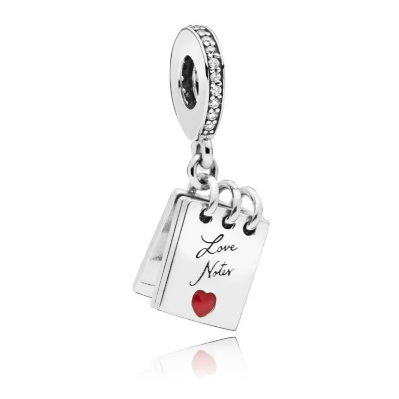 

2019 NEW 100% 925 Sterling Silver 1:1 Rose to Love Hanging Charm Love Notes Pendant Valentine's Day For DIY Bracelet Necklace