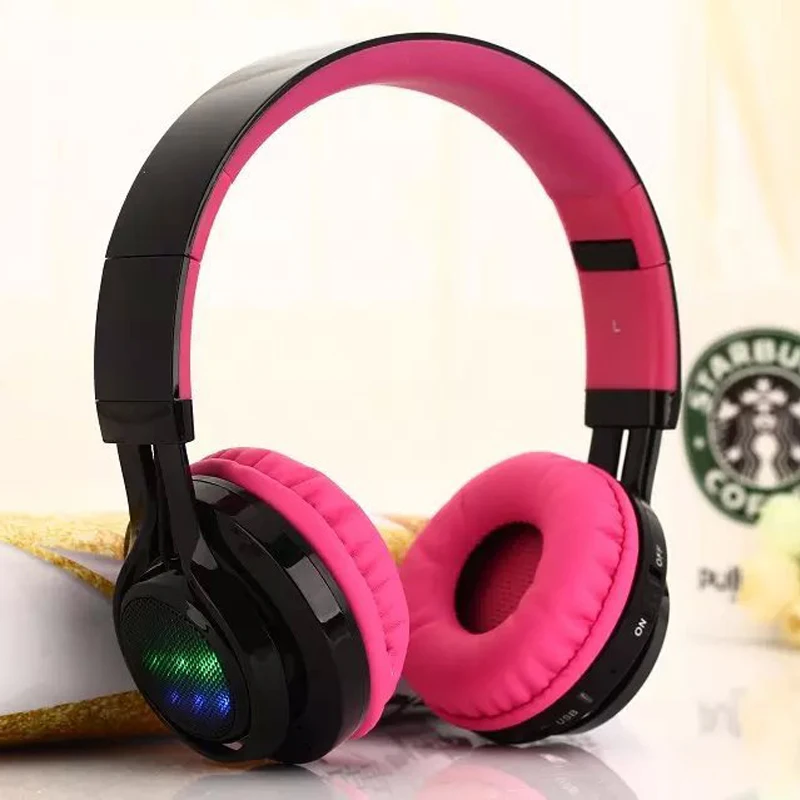 

2017 New Bluetooth Headphone Noise Canceling Stereo With LED Light Foldable Head-mounted Microphone TF Card Green AB005