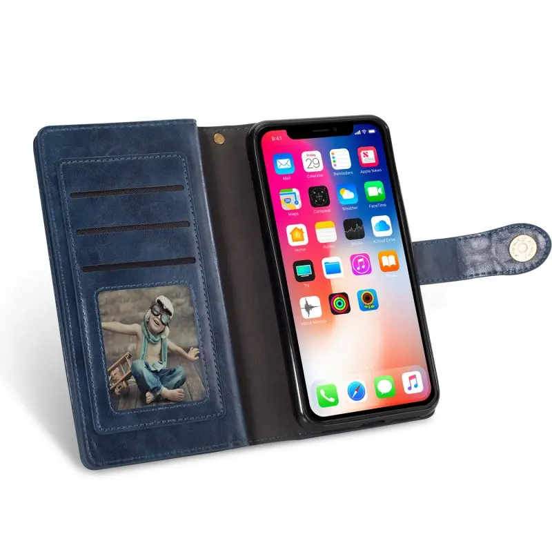 Wallet Case for iPhone XS Case Leather Vintage Flip Cover for iPhone 6 6s 7 8 Plus X XR XS Max Cases Card Holder Multi Function (22)