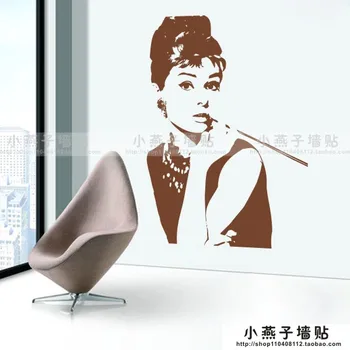 

Audrey Hepburn wall stickers romantic bedroom TV wall in the sitting room porch corridor bar KTV clothing store