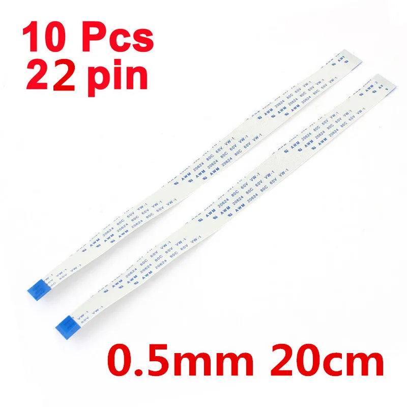 

10pcs 0.5mm Pitch 22Pin 200mm Reverse Direction Flexible Flat Ribbon Cable FPC FFC Connect Cable