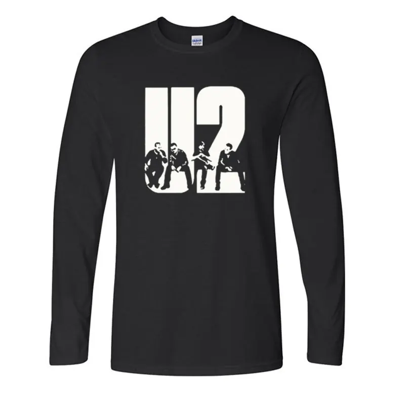 

brand boys Long Sleeve T-shirt round collar Lovely U2 band printing men Casual t shirt clothing Hip Hop Rock men Loose Size