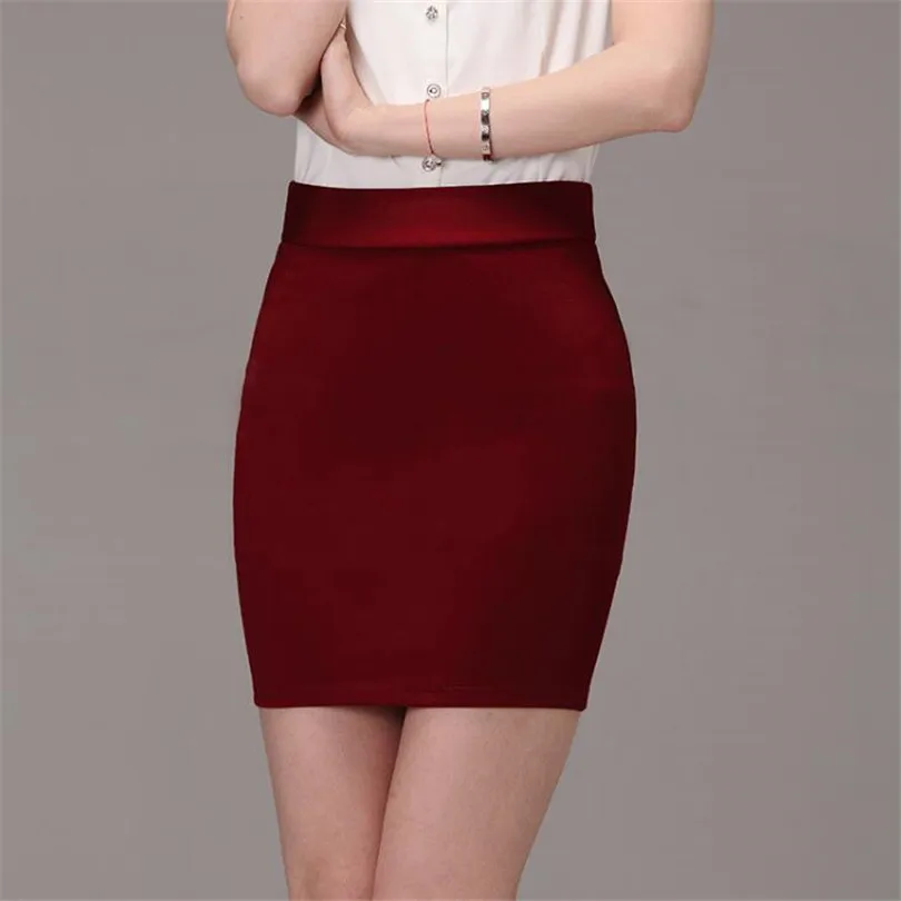 

CUHAKCI Summer Short Skirts Mini Skirt Women Sexy Skirt Casual Elegant Work Office Lady Black Rose Candy Color New Solid A-line