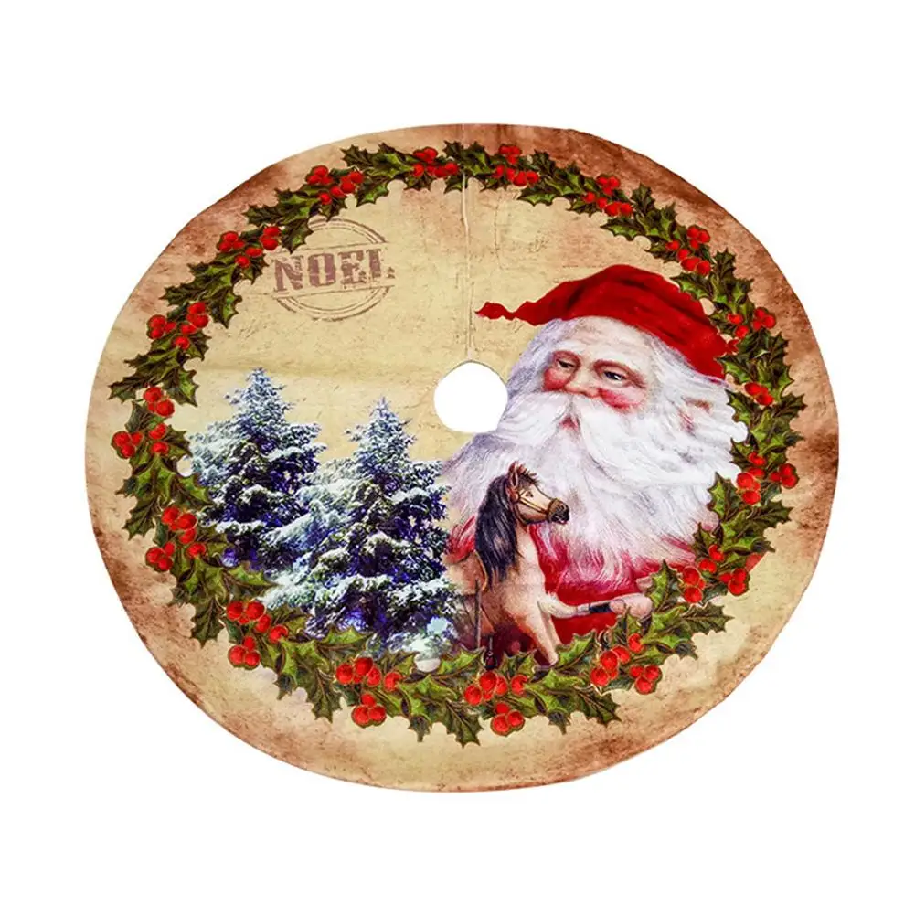 

New Christmas Tree Skirt 120CM Christmas Tree Carpet Bottom Decoration Tree Printed Skirts Aprons for Home New Year Xmas Decors