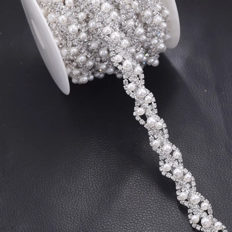 5Yards/lot weave rhinestones trimming for clothing wedding dress belt