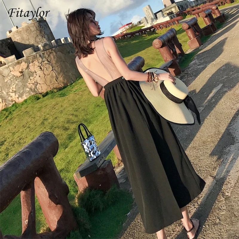 Fitaylor 2019 новые летние платья на бретельках для женщин сексуальная без рукавов и