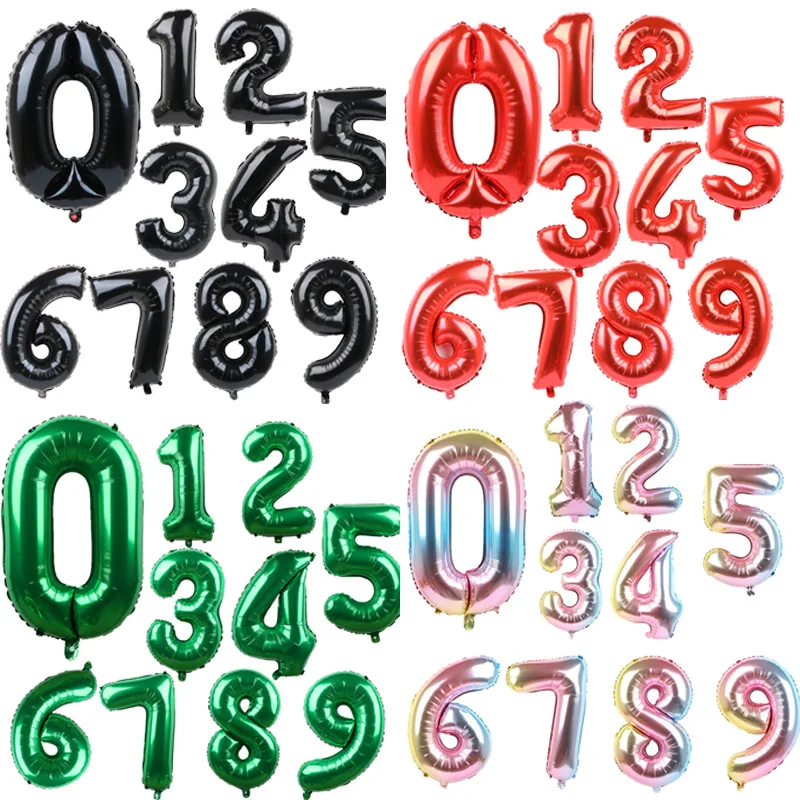 

50pcs 32 inch Red Black Number foil Helium Balloons Birthday Party Wedding Decor inflatable Air Balloon Event Party Supplies