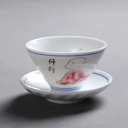 WIZAMONY, чайная чашка и блюдце, набор, китайский фарфор, кунг-фу, чайный набор для пуэр, керамическая чашка, ручная роспись, чайные чашки - Цвет: O