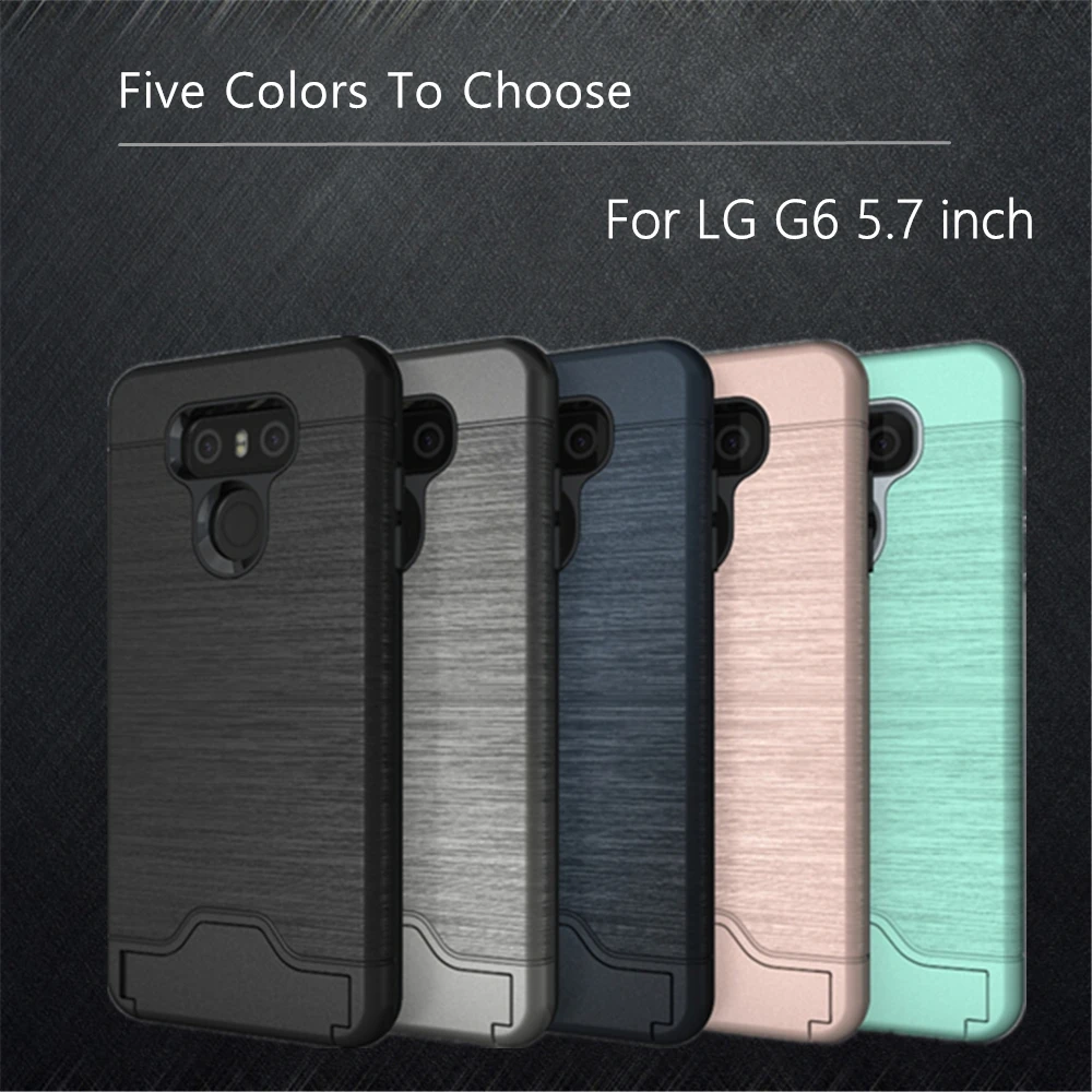 

sFor Cell Phone Case LG G6 Cover 5.7'' WolfRule Shockproof TPU + PC Brushed Armor Case For LG G6 Case H870 With Card Slot Funda