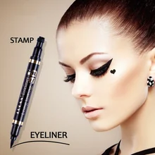 Двуглавый печать черный карандаш для глаз Треугольники подводка для глаз со штампом 2-в-1 Водонепроницаемый глаза делают комплект с подводка для глаз ручка штамп Y1
