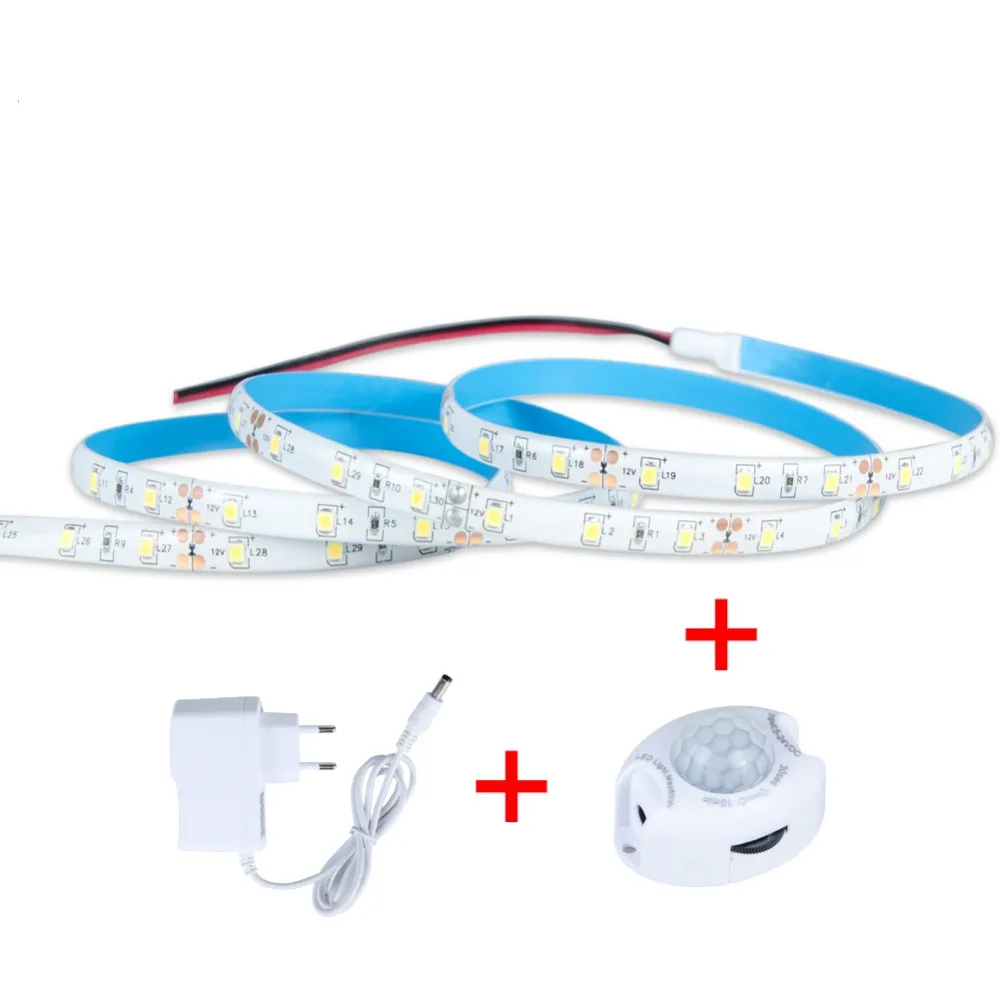 Pir датчик движения ночник Светодиодная лента Водонепроницаемая 1 5 м 90LED шкаф