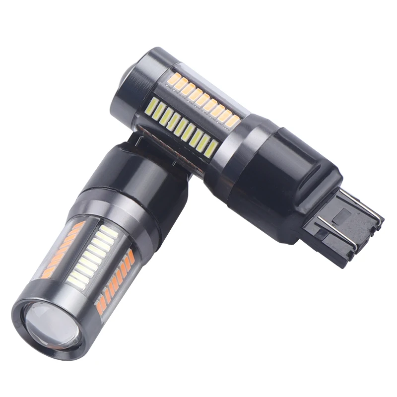 2 шт. двойной Цвет белый и желтый 4014 66SMD 1157 BAY15D T20 7443 светодиодный хвост тормозной обратного лампы дневного Бег лампочка 12 V