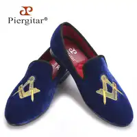 Piergitar 絶妙な刺繍パターン男性のビロードの靴ファッションウェディングパーティーや宴会ローファー男性フラッツサイズ米国 4-17