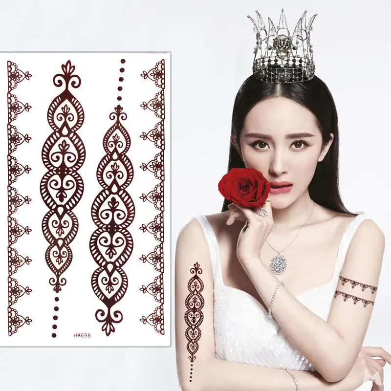 1pcs Brown Henna Tattoo Arm Chain Temporary Tattoo Body Art Tatoo
