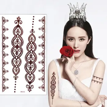 

1pcs Brown Henna Tattoo Arm Chain Temporary Tattoo Body Art Tatoo Sticker tatuagem tatuaje