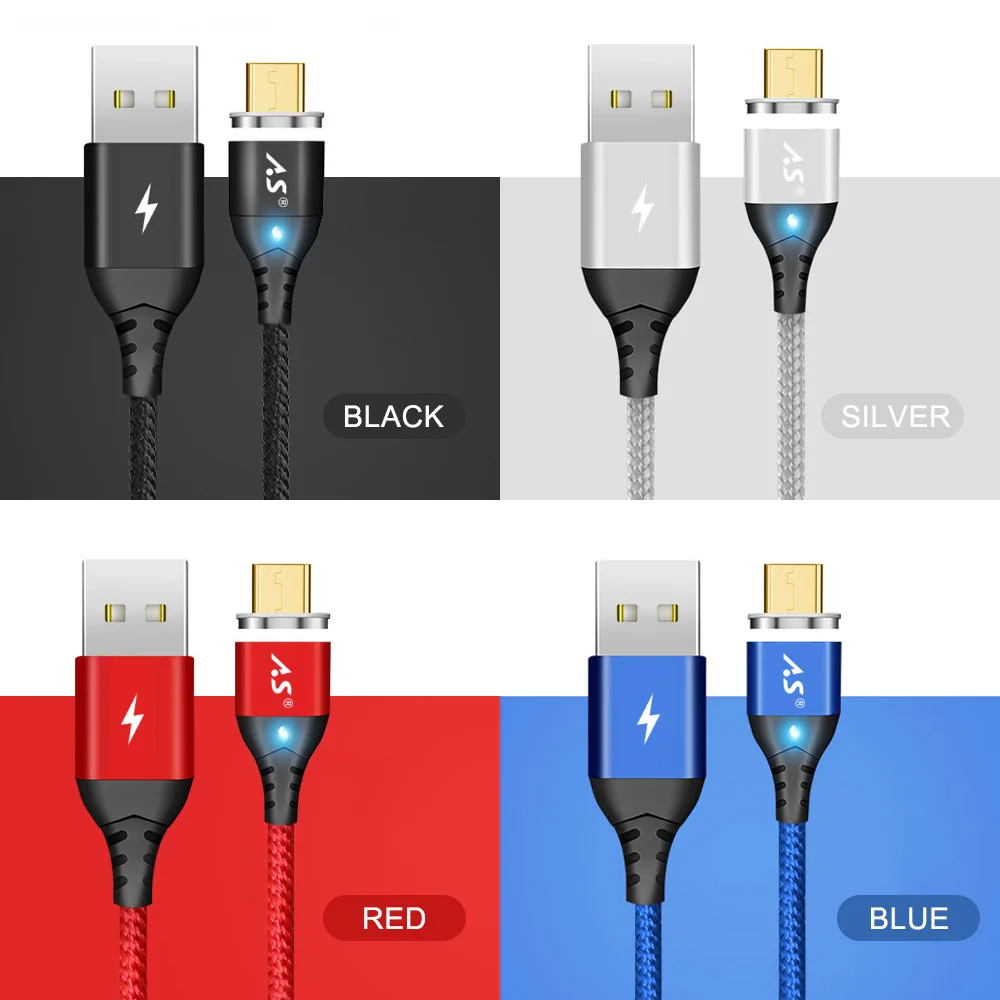 Магнитное зарядное устройство A.S 3A Micro USB кабель для Xiaomi huawei Android мобильный телефон Быстрая зарядка магнит Microusb кабель для передачи данных провод