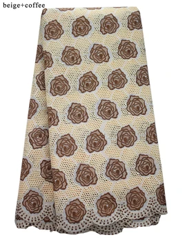 

Bestway High Quality Embroidery Rose Swiss Voile In Switzerland Cotton Laces Beige&coffee Fabric Lace