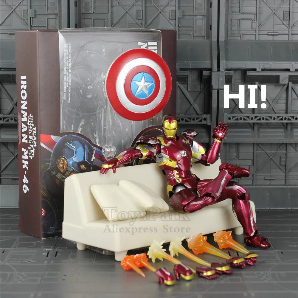 6'' Iron Man Mark 46 Action Figure Avengers Captain 3 Civil War PVC Toy 