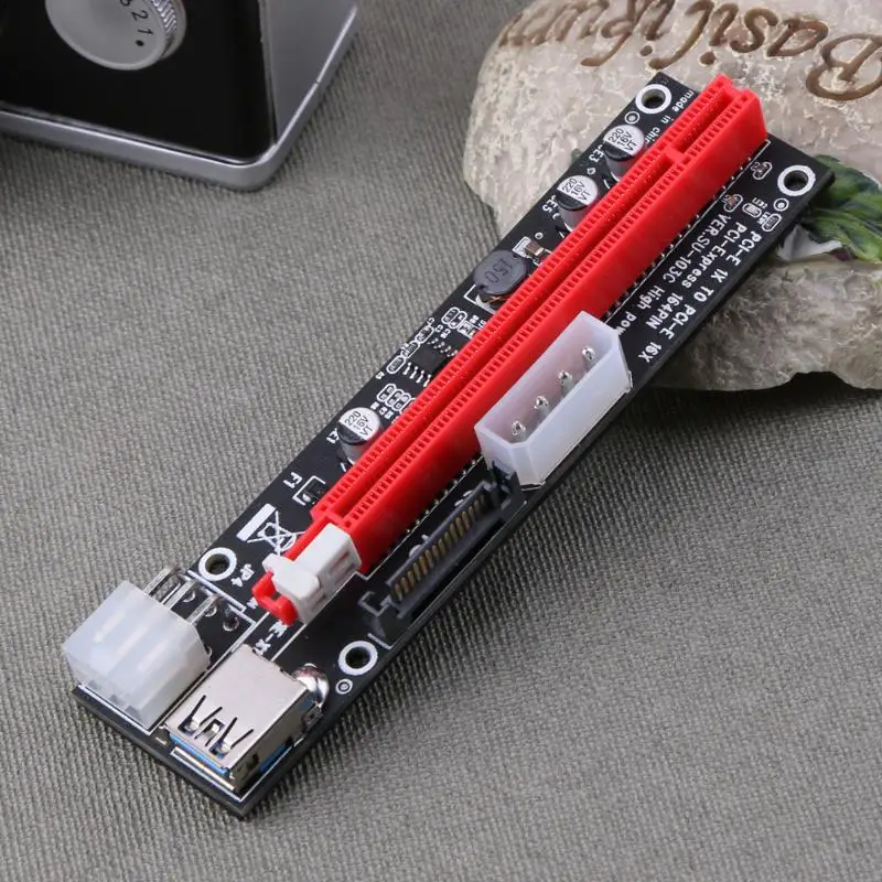 3 in 1 PCI-E Riser Card PCI-E 1X to 16X 4pin 6pin 15pin USB3.0 Mining Extender Card Adapter for Bitcoin Miner 60cm USB 3.0 Cable