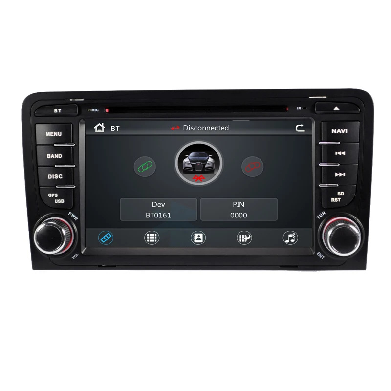 Excellent Aycetry! 2 din Head unit Car multmedia DVD player GPS navigation autoradio For Audi A3 S3 car PC Radio stereo Steering wheel BT 12