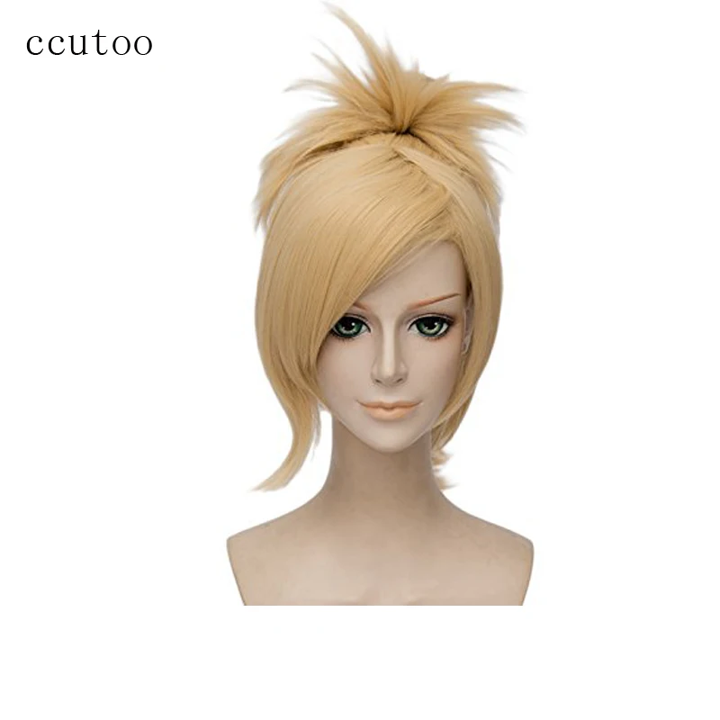 

ccutoo 35cm Blonde Game OW Overwatch Mercy Synthetic Hair Heat Resistance Cosplay Full Wigs With Chip Ponytail