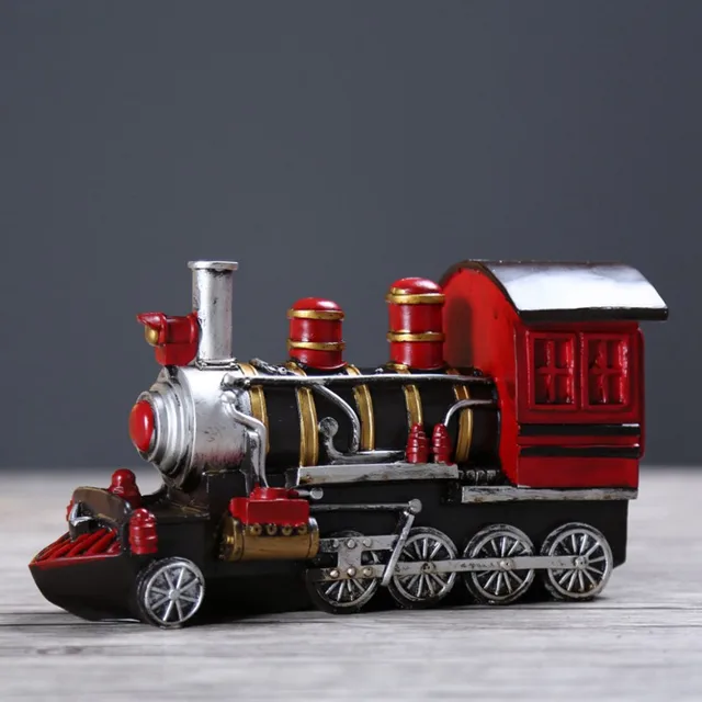 Europe Retro Old Train Model Figurines Bar Cafe Shop Display Decoration