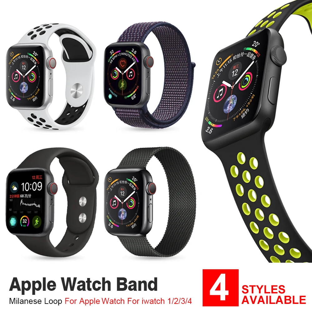

Sports silicone, nylon, stainless steel Milan strap for Apple Watch with 42mm 38mm 40mm 44mmbracelet strap Iwatch series 4/3/2/1