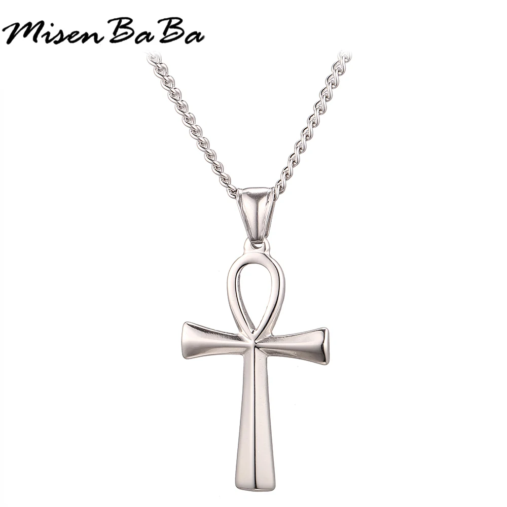 

Mystic Egyptian ANKH Cross Charm Pendant Necklace for Man Silver Gold Black Color Stainless Steel Cross Necklace Jewelry