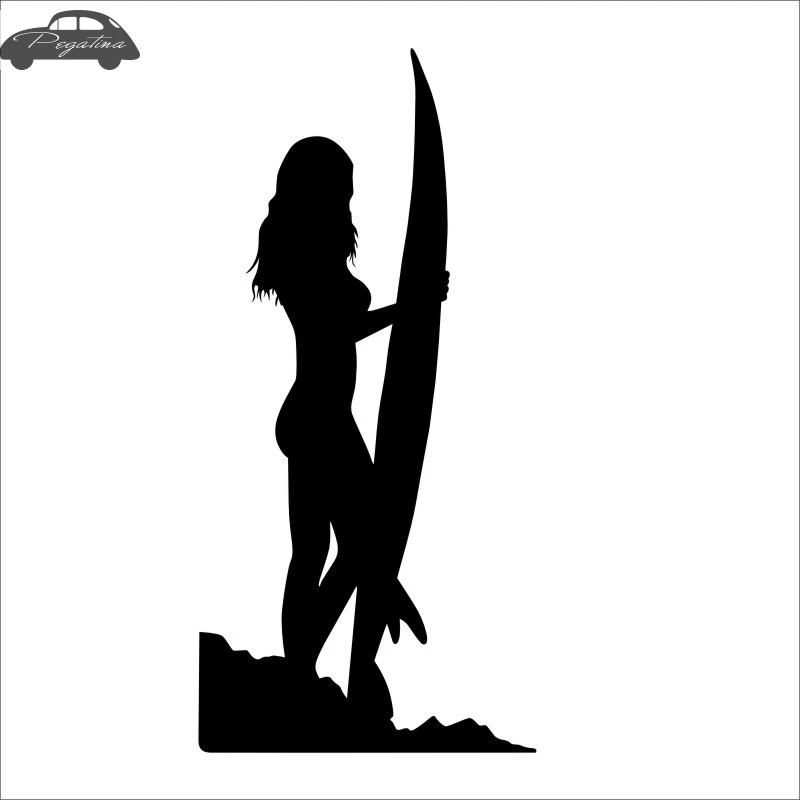 Pegatina Girl Woman Surf Sticker Surfing Car Decal  Posters Vinyl Wall Boat Yacht Decor Mural Sticker