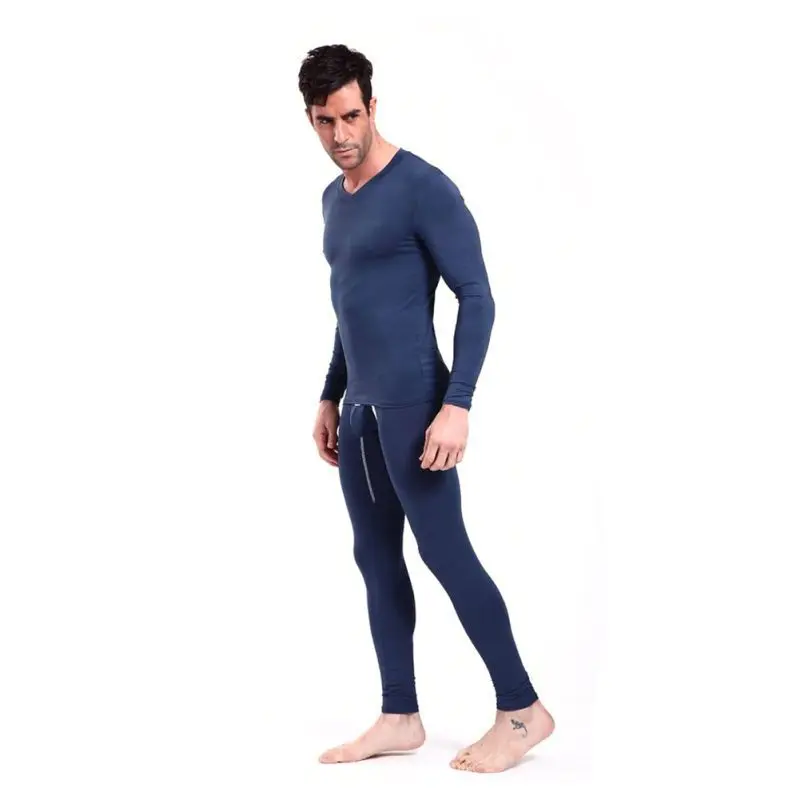 New Men 2pcs Spandex Thermal Underwear Pajama Set Long Johns Tops Bottoms L-XXXL