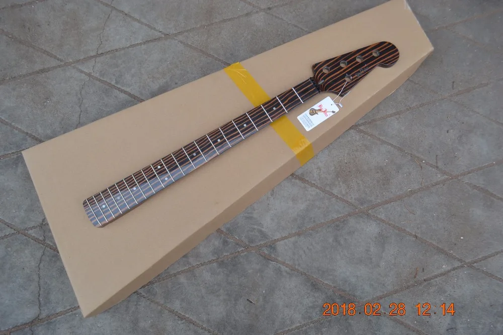 Большой Джон 5 струн электрический бас гитара Зебра дерево шеи без аппаратных F-3415