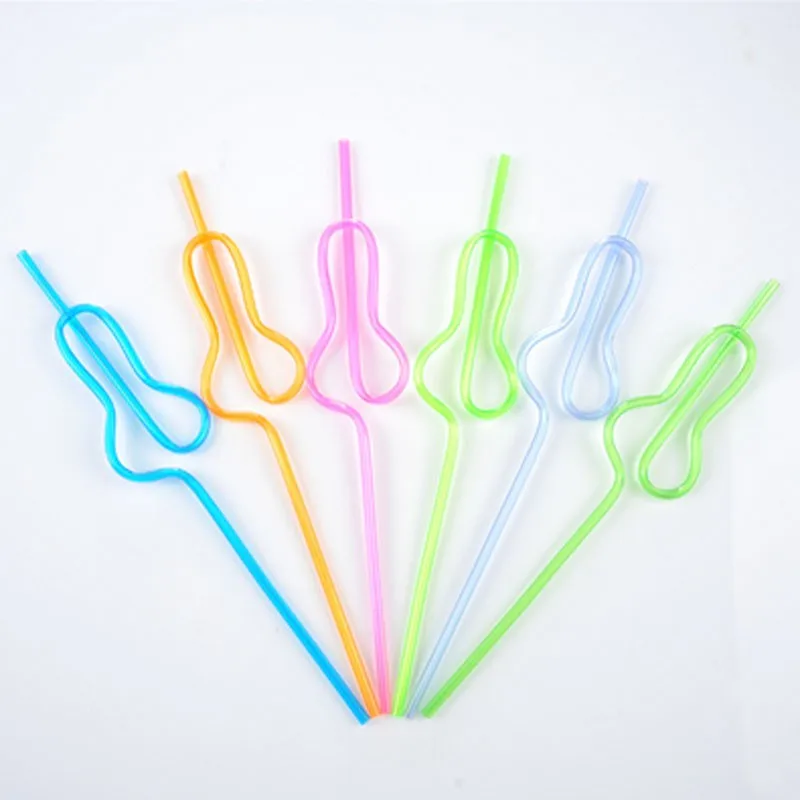 

Free shipping 1000pcs Plastic Distorted gourd shaped Drink Straw Bar Party Decoration Art Drinking straws Candy Color Reusable