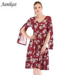 Aamikast женские элегантные платье с принтом полосатые платья Повседневное Элегантный оболочка Тонкий платье Dropshi платье трапециевидной формы