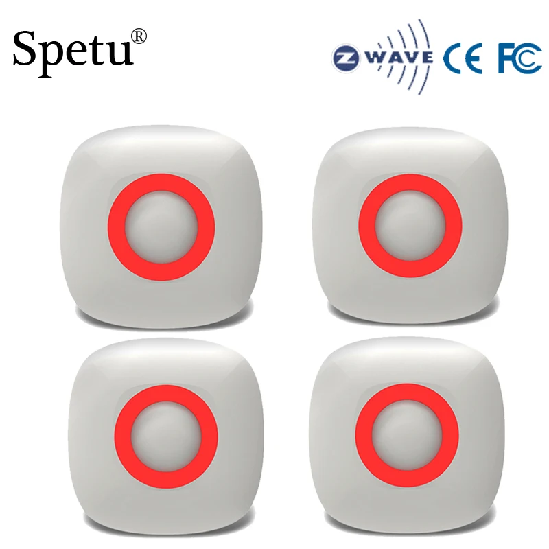 Spetu 4pcs/lot Z wave Plus Smart Home Infrared Detector Z-wave Wireless Alarm Home Automation Alarm Sensor Battery-Powered