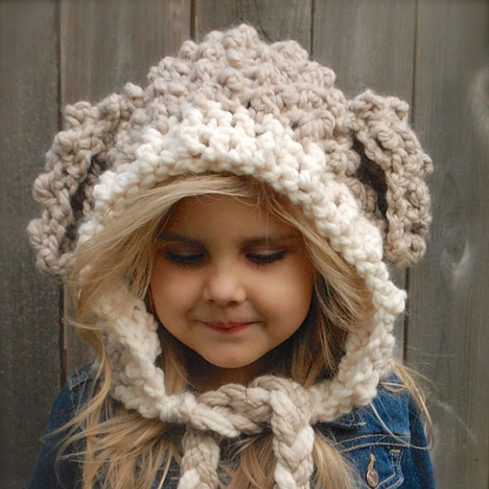 Infant Baby Girls Knit Fur hats Newborn Kids Girls Fashion knitting Caps 2017 Babies Autumn