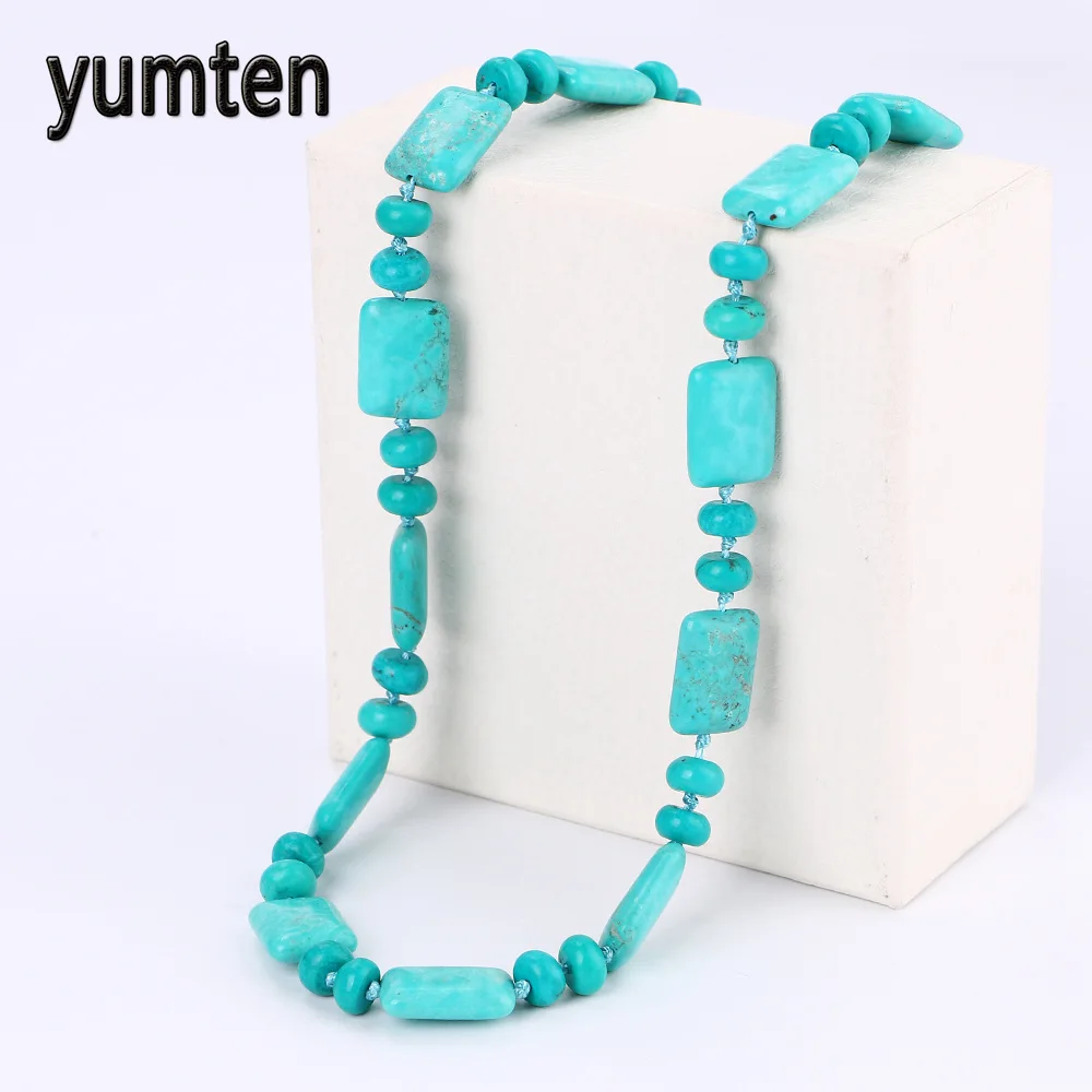 

Yumten Turquoise Power Necklace Natural Stone Square Crystal Men Women Jewelry Vegan Unicorn Sailor Moon Overwatch Wicca Tesbih